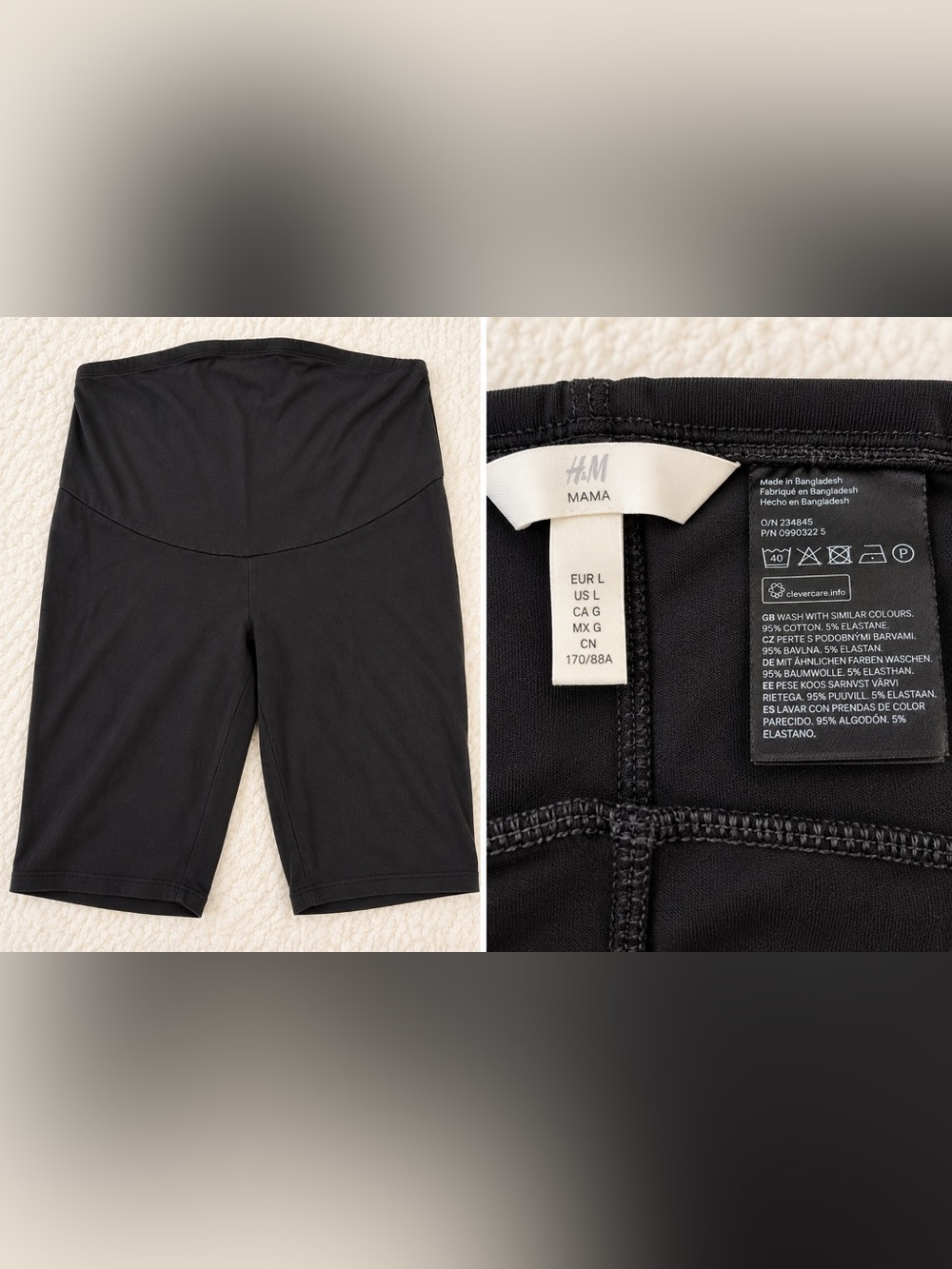 H&M MAMA Black High-Rise Biker Shorts